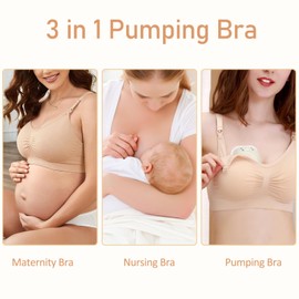 iloveSIA 2Pack Nursing Bra for Women Breastfeeding Nursing Sports Bra Maternity Pregnancy Seamless Wireless Fit Bra Regular & Plus Size Black Nude L