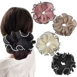 Petunny 4Pcs Big Hair Scrunchies Chiffon Extra Large Scrunchies Elastic Bands Ponytail Holder for Women Girls