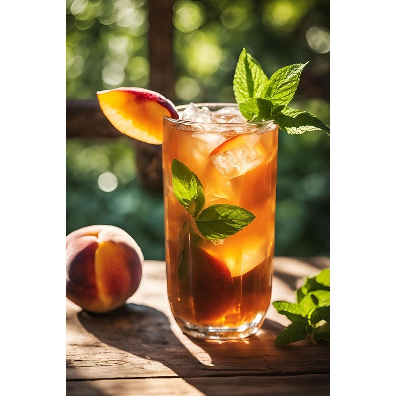Peach Oolong |A sip of iced peach oolong on a