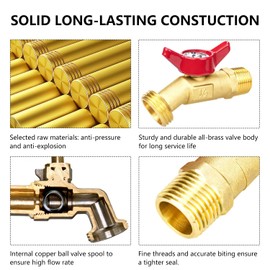 Hymnorq Rain Barrel Spigot Kit, Brass Outdoor Faucet Water Spigot for Water Barrel Bucket, Quarter Turn Ball Valve, with Bulkhead Fitting, Hose Connector Adaptor, Filter, Seal Tape