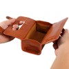 Fashion Men's Portable Cosmetic Pouch Brown PU Leather Shaving Brush