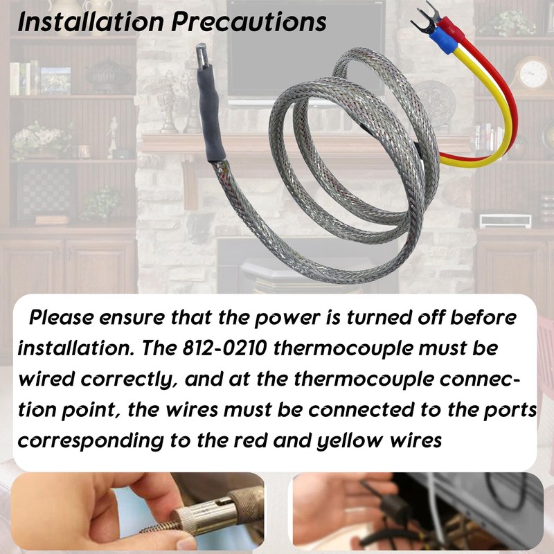 Thermocouple Compatible with Quadra Fire, Replacement 812-0210 Thermocouple 34'' Fits