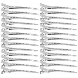26Pcs Duck Bill Sectioning Clips, 3.5 inches Hair Sectioning Clips Metal Hairdressing Curl Clips Crocodile Clips Hair Styling Clips Duck Bill Hair Clips Silver Hairdresser Clips for Salon Women Girls