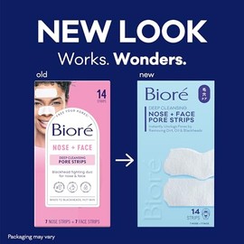 Face & Nose Deep Cleansing Pore Strips by Biore for Unisex - 14 Pc 7 Face Pore Strips, 7 Nose Pore Strips