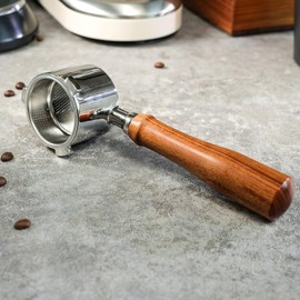 CAPFEI Bottomless Portafilter 51 mm Only Compatible with Delonghi La Specialista EC9335/9665/9155/9355 | Filter Basket 0.3 mm Pores | Wooden Handle