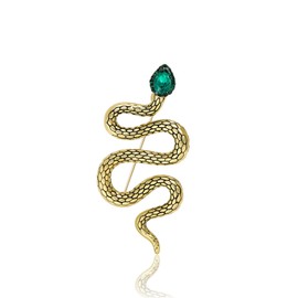 Teyolo Green Snake Brooch for Women 18k Gold Plated Snake Brooches Lapel Pins Year of the Snake Jewelry Gifts for Mom Wife Elegant Dress Accessories