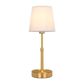 CHARYJOD Cordless LED Table Lamp, 5200mAh Portables Rechargeable Battery Desk Lamp, Touch Bedside Lamp with Fabric Shade, Stepless Dimmable Light for Bedroom, Dining Room, Patio, Balcony