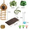 RUNANIA Crested Gecko Tank Accessories，Reptile Vines Plants with Coconut Shell