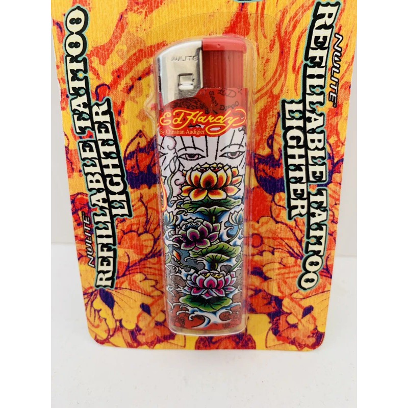 Ed Hardy Refillable Tattoo Lighter *Colorful Water Lillies*