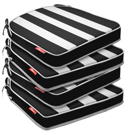 Pcinfuns Indoor/Outdoor Memory Foam Chair Cushions,Thick 17"x16"x3" Chair Cushion for Patio Furniture,Water-Resistant Durable Seat Pads with Ties,Light Grey,4 Pack