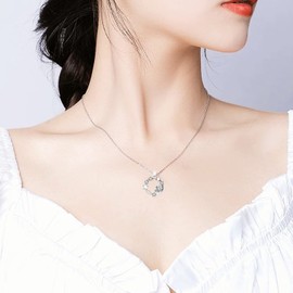 KIMIEVOL Women's Necklace, 12 Months, Birthstone, Planet Motif, Platinum Plated, Silver, 925 Jewelry, Accessory, Birthday, White Day, Mother's Day, Christmas Gift, Gift Wrapping Included, Sterling