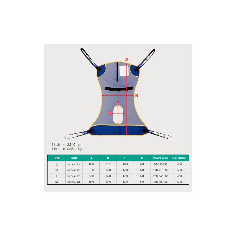 Full Body Mesh Lift Sling with Commode Opening, Patient Lift