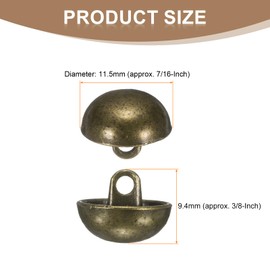 HARFINGTON 5pcs Half-Domed Metal Sewing Buttons, 11.5mm / 7/16" Half Round Mushroom Pearl Cap Metal Buttons with Shank for Blazer Suit, Coat, Jacket Cloth Garment Decoration, Bronze