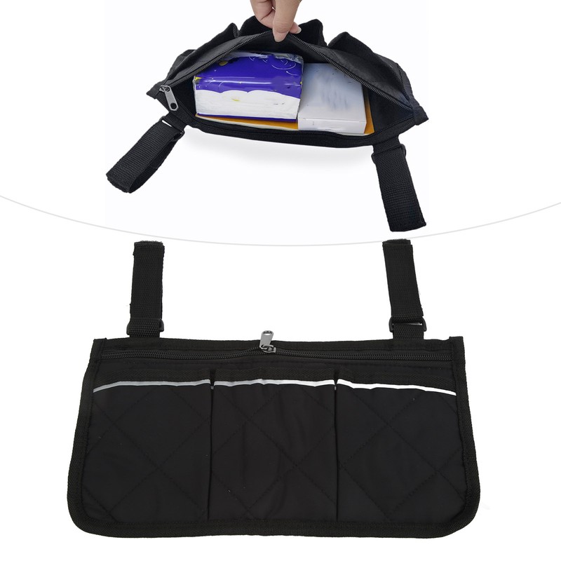 Wheelchair Side Hanging Storage Bag Multi Pocket Armrest Pouch Bag