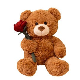 Gwxqybfe 12inch Teddy Bear Stuffed Animal with Red Rose, Soft Teddy Bear Plushie Toys, Birthday Christmas Valentine's Day Gifts for Kid Boys Girls (Brown)