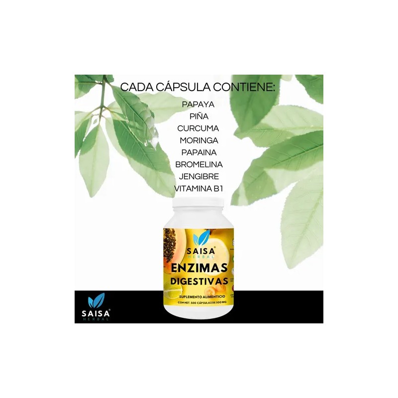 Enzimas Digestivas Suplemento 500cáp Mejor Digestión Premium Sin Sabor