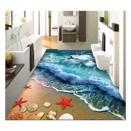 ZaH Thin 3D Area Rug Non-Slip Doormat Carpet Printing Rug for Living Room, Bedroom, Kitchen, Bathroom (4x6 - 47"x67", Wave)