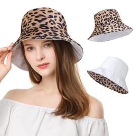 AYPOW Bucket Hats Women Reversible Cotton Fisherman Hat, Packable Reversible Double-Side-Wear Ladies Summer Beach Sun Hats, Lightweight Wide Brim UV Protection Sun Cap for Camping Walking Hiking