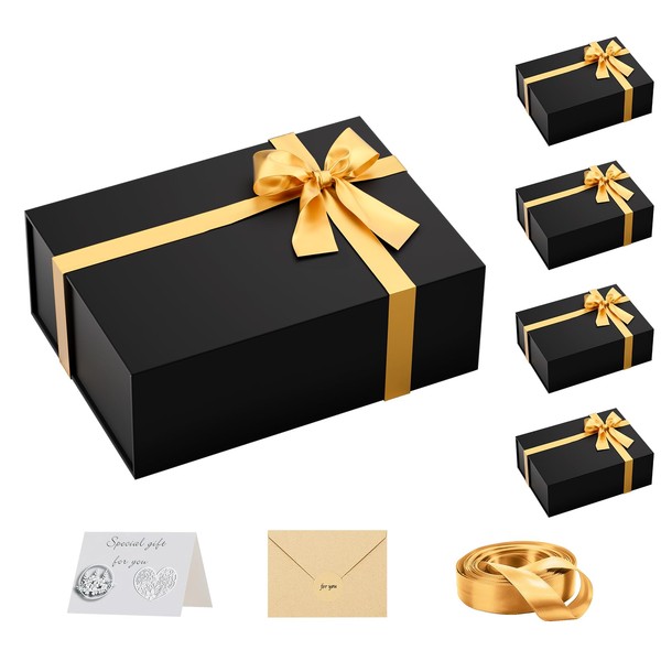 Black Gift box for Presents with Lids: 5 Pack 11×8×3.5