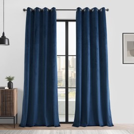 HPD Half Price Drapes Basic Deluxe Velvet Room Darkening Curtains 2 Panels Set - Grommet Curtains 108 Inches Long Window Curtains for Living Room & Curtains for Bedroom, 50W x 108L, Deep Cobalt Blue