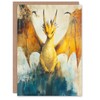 Artery8 Greeting Card Yellow Dragon With Big Wings Fantasy Oil