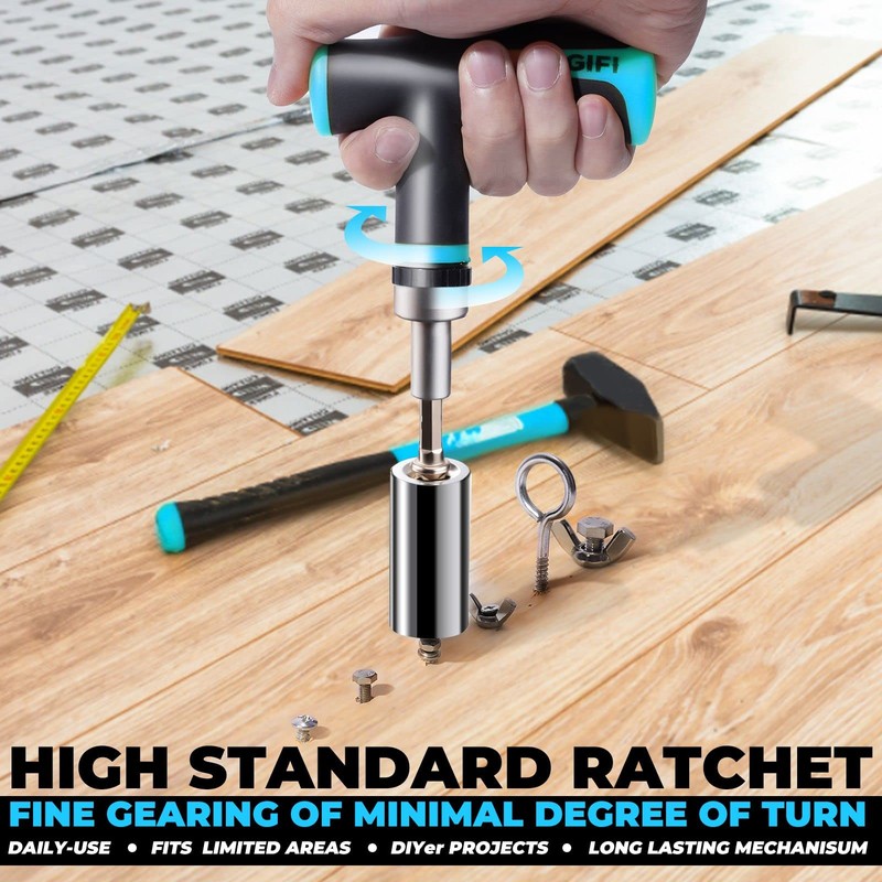 MANWALD Universal Socket Tool Set, Ratcheting T-Handle Screwdriver Set with