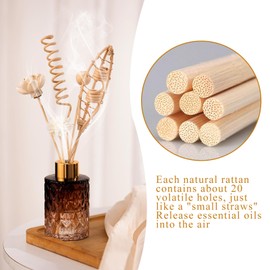 HFKPJRT 23Pcs Rattan Reed Diffuser Sticks Set, 10 Inch Natural Flower Reed Fragrance Diffuser, Unscented, for Home Office Decor