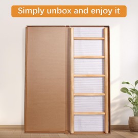 SEKSON Wooden Blanket Ladder Living Room Fully Assembled 5ft (57") Quilt Ladder Decorative Solid Wood Ladders Farmhouse Rustic Throw Blanket Display Holder Towel Rack for Bedroom Bathroom, Brown