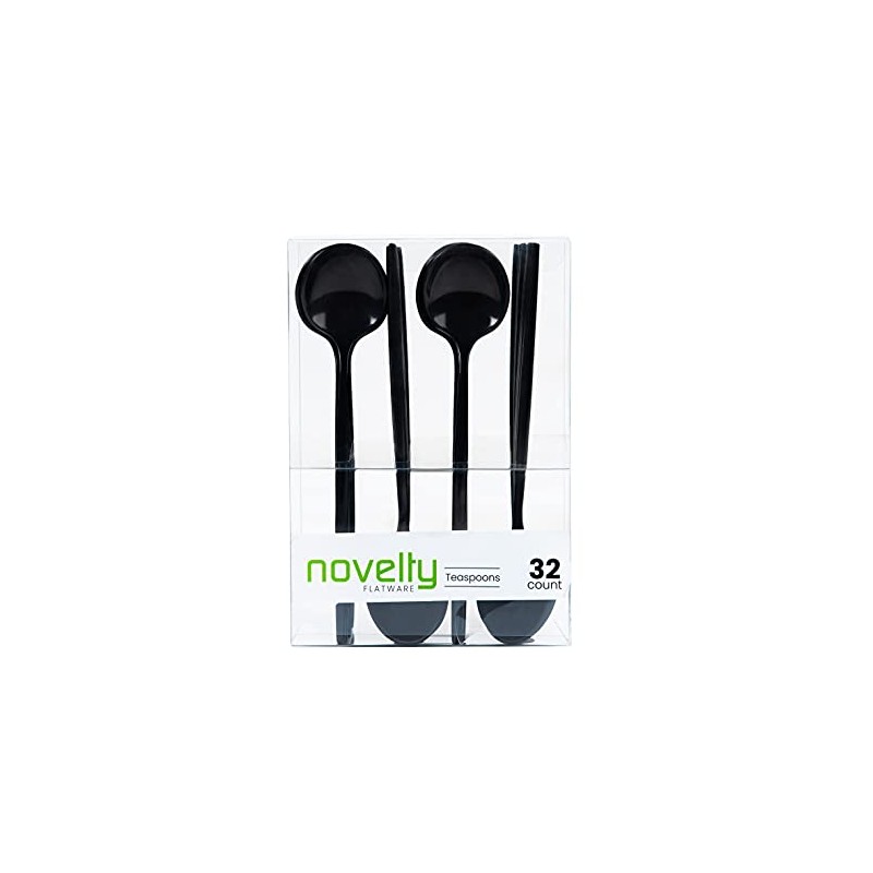 Novelty Modern Flatware, Cutlery, Teaspoons/Dessert Spoon Luxury Black 32 Count