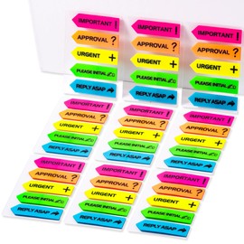 Golcellia Arrow Sticky Tabs & Page Markers - 900 Sticky Flags for Books, 5 Color Waterproof Tabs with Printed Symbols/Arrow Stickers (9-Pack, 0.49"×1.74")