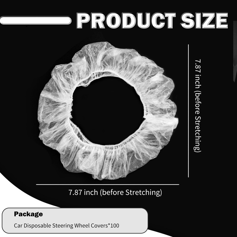 100PCS Car Disposable Steering Wheel Covers,Plastic Steering Wheel Cover Provides