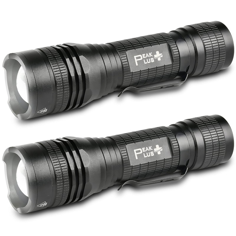 PeakPlus LED Tactical Flashlight PTAC1000 [2 Pack] - Single Mode,