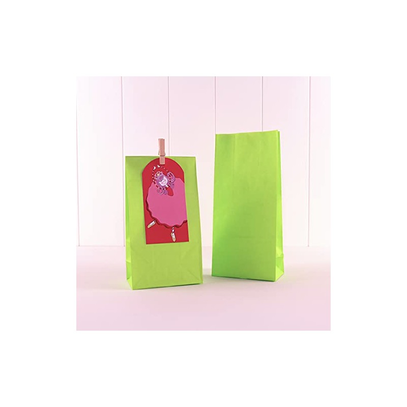 Vibrant Lime Green Paper Party Bags (Pack of 12) -