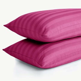 Hafaa Pillow cases 2 Pack - Pink Stripe Pillow Cases Standard Size Pillow Protectors with Envelope Closure Soft & Comfortable Bed Pillows Cover