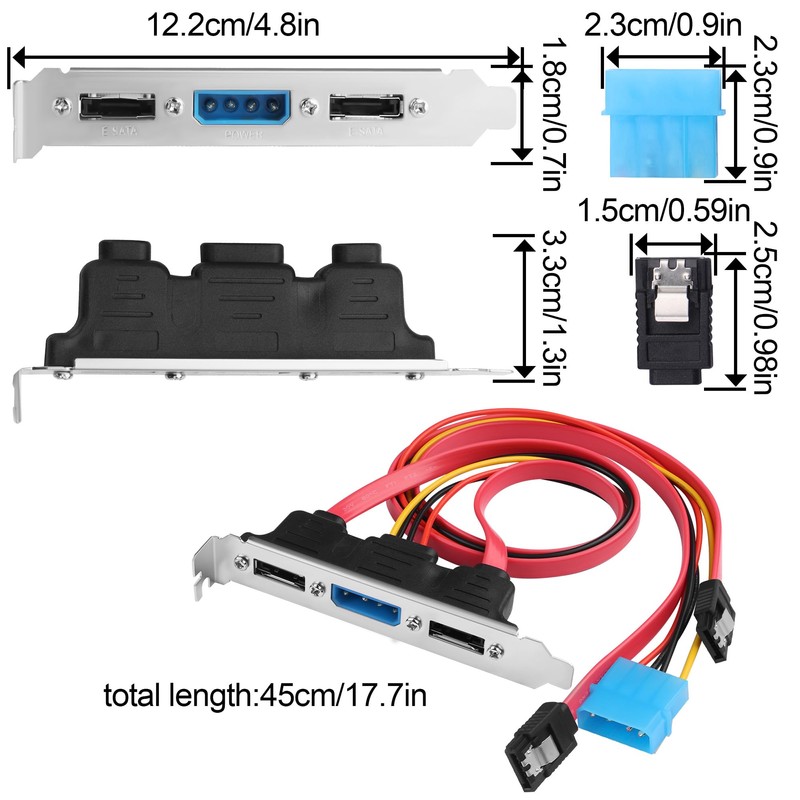 ELFJMZP Dual-Port eSATA Bracket, Desktop SATA to External eSATA Expansion,