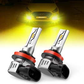 SEALIGHT H11 LED Fog Light Bulbs Yellow, 600% Brightness 10000LM H8 H9 H16 Fog lamp Lights or Daytime Running Lamp, 3000K Golden Yellow, Pack of 2