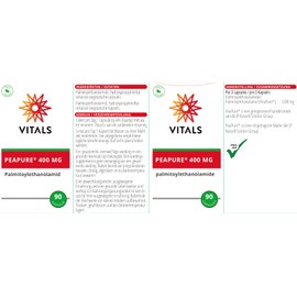 Vitals PeaPure Kapseln 400mg Reines Palmitoylethanolamid (PEA) Hochdosiertes Supplement mit PEA-opt-Gütesiegel für optimale Resorption und Wirksamkeit 100% Vegan