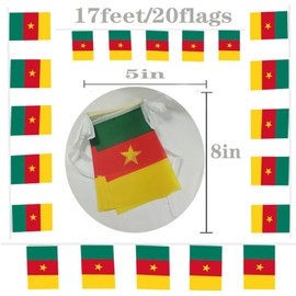 FFILL Cameroon Banner Flag String, Cameroon Mini Flag Small Banner, for Party, Shops and Bars Decorations, And International Day Celebrations. (Cameroon)