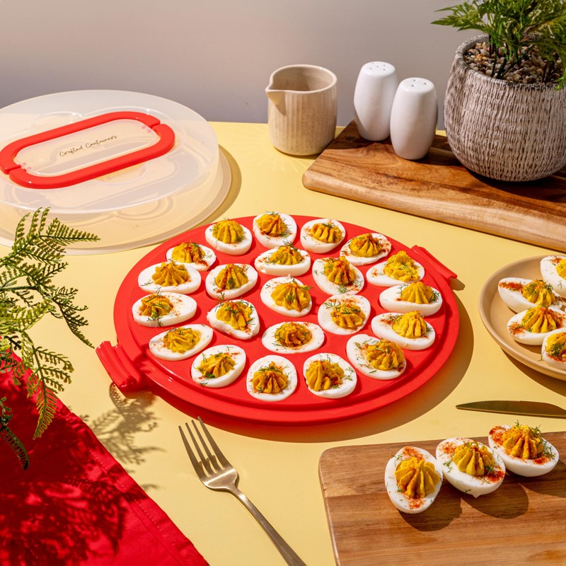 Crafted Containers Deviled Egg Carrier with Lid & Handles, 22-Count