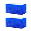6 PCS Blue Inch Metallic Foil Fringe Tinsel Table Skirts