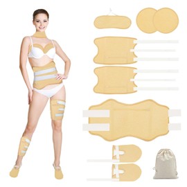Rizinusöl Packung Wrap, 9-Pcs Bio Rizinusöl Wrap für Hals Knie Füße Taille Wiederverwendbare organische Flanell Baumwolle Rizinusöl Pads für Leber Detox Schilddrüsen Entzündung Verstopfung