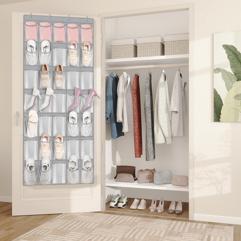 FENTEC 35 Large Pockets Over The Door Shoe Organizer, Mesh