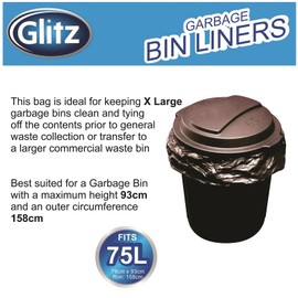 Glitz Garbage Bag, 75 Liter, 79x93cm (25 Bags)