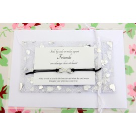 Lucor Friendship Gifts | Best Friends Gifts | Infinity Wish String Bracelet | Leaving Gifts | Birthday Christmas Bestie Gifts(Black)