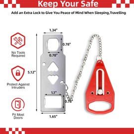 Portable Door Lock, Hotel Security Devices with Dual Sizes (2cm & 3cm Holes), Stainless Steel Security Lock for Inward-Opening Doors, Travel Safety Device for Hotels, Apartments