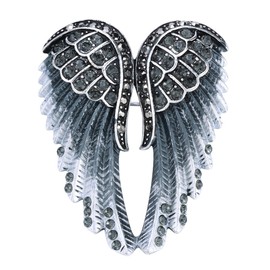 YACQ Women's Guardian Angel Wing Brooch Pins & Pendants 2 in 1 - Scarf Holders - 2 x 1 inch - for Blouse Jacket Coat Scarf Shawl Hat Bag, Metal, no gemstone