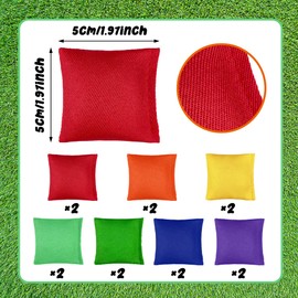 14 PCS Colorful Nylon Bean Bags Small Bean Bags Bulk Hand Toss for Sports Outdoor