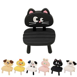 Super Cute Funny Face Animal Chair Cell Phone Stand, Adjustable Mobile Phone Support‌ Holder‌ Cellphone Mount‌ for Desk, Compatible with Phone 17 16 15 14 13, Smartphone, Pad, Tablet -Black Cat