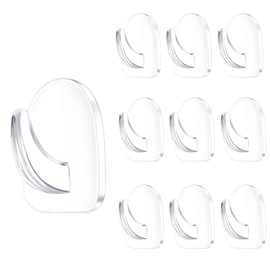 WHTCHSU 10Pcs Clear Adhesive Wall Hooks for Hanging, heavy duty adhesive hooks, hooks for outdoor string lights, no nail picture hangers, self sticking hooks for Kitchen Bathroom Bedroom Office