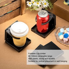 4Pcs Boat Cup Holder, Adjustable Folding Drink Holder with Screws Wall Mount, Car Water Bottle Holder for Cars Trucks Rvs Autos Boats Accessories Retractable Design (Black)